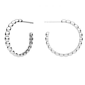 Semicircular balls earrings, sterling silver 925, KLS ODL-00632 2,6x22,8 mm