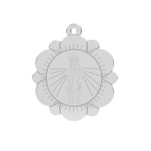 Our Lady medallion, flower, sterling silver 925, LKM-3351 - 0,50 16x18 mm