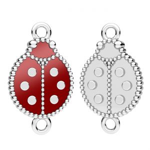 Ladybird pendant connector, red resin*sterling silver*CON-2 ODL-01461 11,6x19,5 mm ver.2