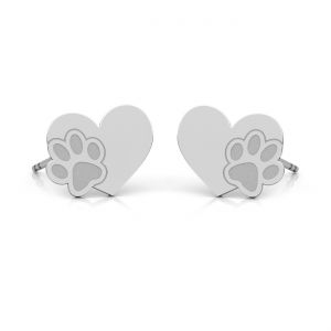 Heart, dog paw earrings, sterling silver 925, KLS LKM-3376 - 0,50 9x10,7 mm (L+P)
