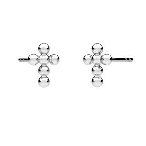 Cross post earrings - balls, sterling silver, CON1 ODL-01474 5,7x7,5 mm