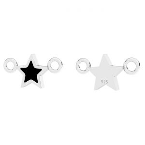Star pendant connector, black resin*sterling silver*CON-2 ODL-01436 7x14 mm ver.2