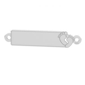 Rectangular pendant, baby feet, connector tag, sterling silver, LKM-3385 - 0,50 5x24 mm