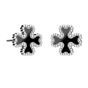 Clover earrings, black resin*sterling silver*KLS ODL-01484 11x11 mm ver.2