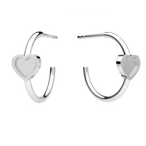 Semicircular heart earrings, resin base*sterling silver*KLS ODL-01458 6,5x17 mm