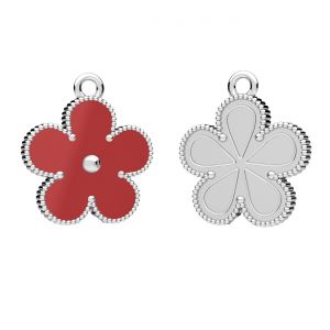 Flower pendant, red resin*sterling silver*CON-1 ODL-01375 15x17,3 mm ver.3