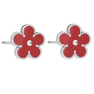 Stud earring - flower, red resin*silver AG 925*KLS ODL-01376 10,2x10,2 mm ver.2