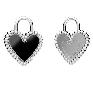 Pendant - heart, black resin*silver AG 925*CON-1 ODL-01499 15,5x19,6 mm ver. 2
