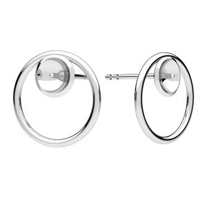 Round stud earring, pearls base, sterling silver, KLS ODL-01502 13,5x13,5 mm