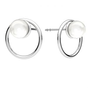 Round stud earring, white pearl, sterling silver, KLS ODL-01502 13,5x13,5 mm ver.2