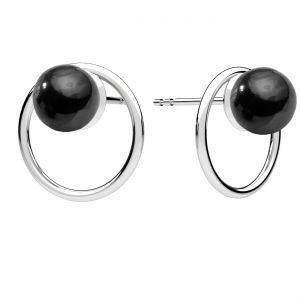 Round stud earring, black pearl, sterling silver, KLS ODL-01502 13,5x13,5 mm ver.3