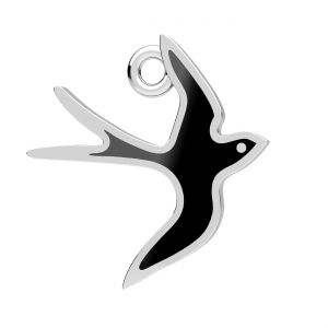 Swallow bird pendant, black resin*sterling silver*CON-1 ODL-01505 16x16 mm ver.2