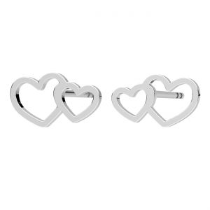 Heart earrings, sterling silver 925, KLS LK-3397 - 0,50 5,7x10 mm L+P