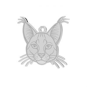 Caracal big floppa cat pendant, silver 925, LKM-3392 - 05 9,4x14,5 mm