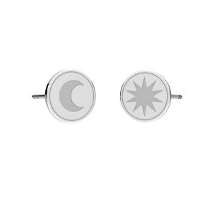 Round earrings moon and star, sterling silver 925, KLS LK-3356/3357 - 0,50 9x9 mm L+P