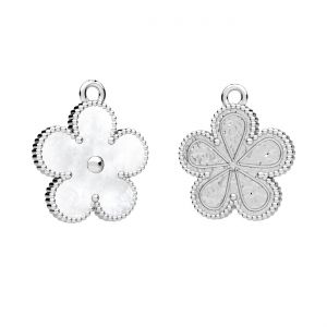 Pendant - Forget-Me-Not Flower with White Resin*sterling silver*CON-1 ODL-01375 15x17,3 mm ver.4