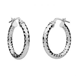 Round diamond hoop earrings 2.1 cm with clasp, sterling silver 925*KL-315D 3x15 mm
