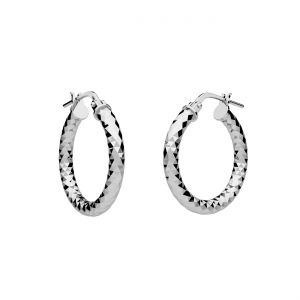 Round diamond hoop earrings 1.6 cm with clasp, sterling silver 925*KL-310D 3x10 mm