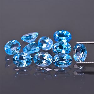 Oval stone, cone - Swiss blue topaz 7x5 MM