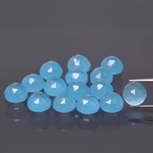 Round stone, rose cut - Blue Agate 4 MM