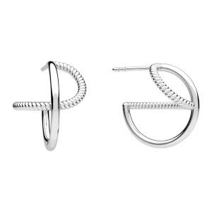 Stud earring - twisted, setting for stones 2,5mm*sterling silver AG 925*KLS OWS-01179 13x15,9 mm L+P