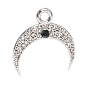 Filigree pendant - moon with Jet stone*sterling silver AG 925*S-CHARM 755 JET