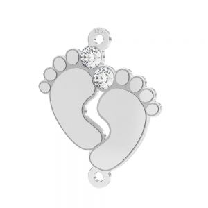 Baby feet pendant connector with pink Preciosa crystals*sterling silver 925*LKM-3314 - 0,50 16x19,5 mm (crystal)