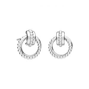 Circle and rectangle stud earring*sterling silver AG 925*KLS ODL-01650 9,8x11,5 mm