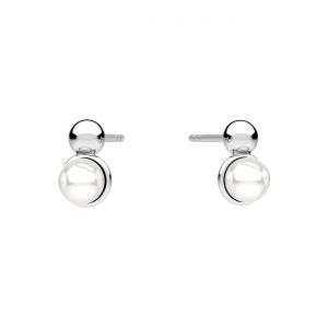Round stud earring, white pearl*sterling silver AG 925*KLS ODL-01658 4,7x7,7 mm ver.2