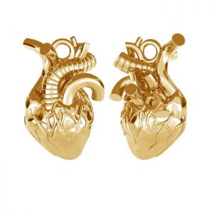 Pendant - anatomical heart casting*brass*BRASS ODL-00118 10.8x17.3 mm