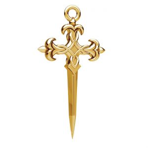 Pendant - dagger cross*brass*BRASS ODL-00603 14.5x27.5 mm