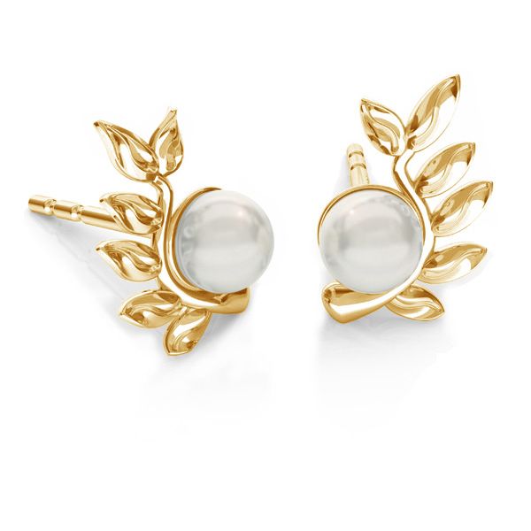 leafs stud earrings for pearls